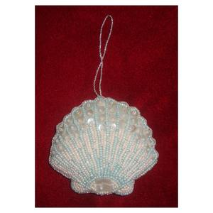 Broderie Zari perlée de haute qualité en velours blanc, style chrétien, forme personnalisée, faite à la main, pour décoration de Noël - Product Image 1