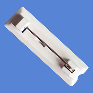Wholesale Pins Wide Badge <b>Name</b> Tag Safety Pin 41x12mm White Plastic Badge Pin Brooch with Adhesive Card Holder - Product Image 1