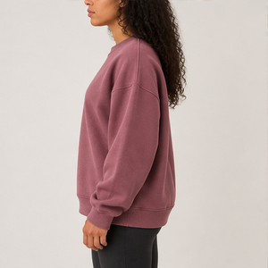 Sudadera de cuello redondo con letras bordadas en color morado polvoriento para mujer, manga larga, estilo Trackstar, OEM, marca privada - Product Image 3