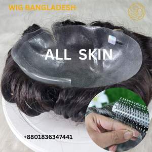 Prótesis Capilar Duradera para Hombre, Estilo Indio Remy, 8x10'', Totalmente de PU, Inyección Capilar, 120% de Densidad Media-Ligera, 0.6mm, Ondulado Profundo y Liso - Product Image 6