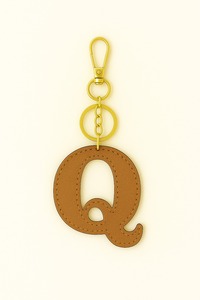 พวงกุญแจหนังแท้ตัวอักษร B พวงกุญแจกระเป๋าโมโนแกรมสั่งทำพวงกุญแจตัวอักษรทำมือจี้หนังพร้อมตะขอสีทอง - Product Image 4