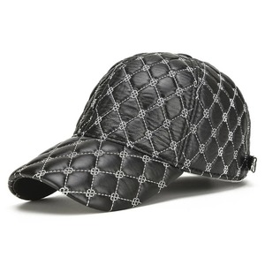 2024 primavera piel de oveja genuina 55-61CM gorra de béisbol ajustable papá sombrero para hombre Casual estilo callejero negro Gorras para papá - Product Image 2