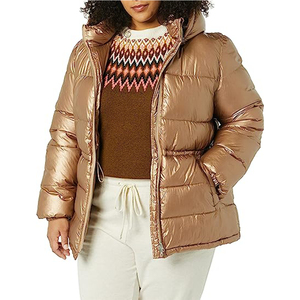 Custom Women's 2025 Winter Puffer Jacket New Arrival Vintage Waterproof Eco-Friendly Comfortable Knitted <b>Plain</b> Dyed - Product Image 2