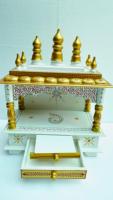 Ensemble de temple indien artisanal en bois, 3 pièces, peint, à suspendre verticalement, Pooja Ghar Mandapam, Diwali, culte sacré, offre d'anniversaire