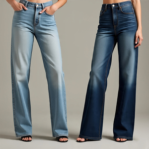 OEM bouton vers le bas Denim Jeans pantalons empilés Denim surdimensionné extérieur Stone Wash longueur poches latérales Jeans Denim Flare pantalon dames - Product Image 4