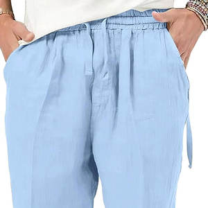 กางเกงคาร์โก้ด้านหน้าแบนสำหรับผู้ชายสีกากีกันน้ำกันลมระบายอากาศน้ำหนักเบาเอวกลางเอวยางยืด - Product Image 2