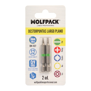 Destorpuntas Largo Plano 3 mm. (2 Pezzi) Acciaio S2 al Cromo Vanadio - Product Image 3