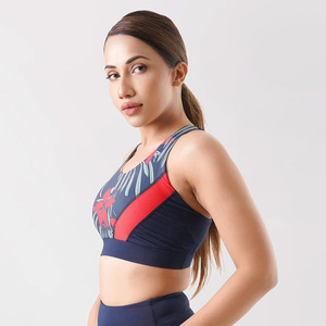 Women's Customized Floral Pattern Sports Bra Plus Size Active Wear Spandex Bra Made in Pakistan Washed Technique - Product Image 4