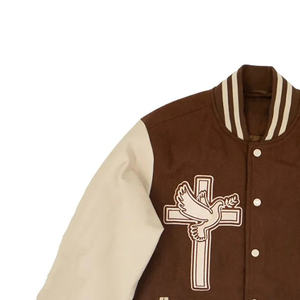 Offre spéciale, vestes pour hommes universitaires à la mode avec broderie personnalisée marron, vestes Letterman pour hommes, vestes décontractées pour homme, respirantes - Product Image 6