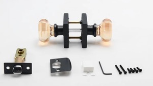 Perilla de Puerta de Vidrio Negra y Naranja Elegante, Manija Redonda Decorativa, Perfecta para Dormitorio, Oficina e Interiores Modernos - Product Image 2