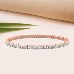 6.00 Carat Round Cut Lab Grown Tennis <b>Bracelet</b> in 14K <b>Rose</b> <b>Gold</b> Vintage Style Solid <b>Gold</b> for Party Wear - Product Image 3