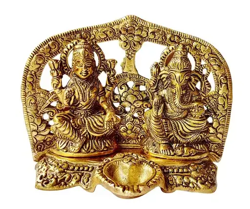 God Laxmi Ganesh Idol statua in metallo lampada a olio Diya per la decorazione del tempio decorazione regalo regalo di nozze