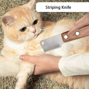 Wholesale High Quality Stainless Steel Pet Stripping Knife with <b>Wooden</b> Handle for Dogs - Product Image 6