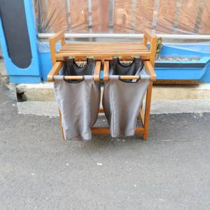 Sac à linge et panier à linge en bois de teck personnalisables meubles indonésiens pour le stockage des vêtements dans la villa hôtel appartement - Product Image 3