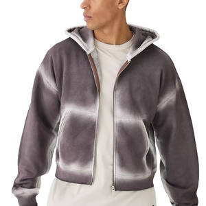 Sweat-shirts à capuche pour hommes avec fermeture éclair, design personnalisé, vêtements d'hiver, surdimensionnés, épaules tombantes, délavage acide, décoloration au soleil, pour hommes, hip-hop, sweat-shirts unis vierges - Product Image 1