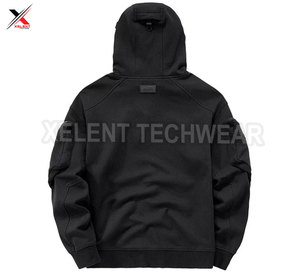 <b>Hoodies</b> Manufacturers Custom Logo Blank <b>Zip</b> <b>up</b> Pocket Techwear Cargo <b>Hoodies</b> Cotton French Terry <b>Black</b> Pullover Men - Product Image 4