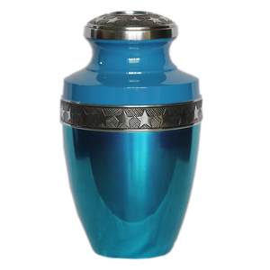 Urnas de cremación para adultos de aluminio de alta calidad con tiras de plata y mármol negro amarillo acabado para cenizas humanas - Product Image 6