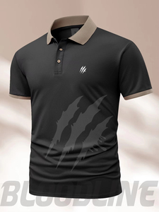 Camisa de Manga Corta para Hombre Bloodline, Color Sólido, Tejido de Algodón, Transpirable, de Secado Rápido, Corte Regular Formal, Marrón - Product Image 1