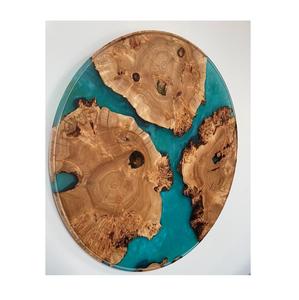 เขียงไม้ทรงกลมทำด้วยมือดีไซน์ศิลปะจากแม่น้ำมันทนทานสำหรับใช้ในบ้านและเชิงพาณิชย์ - Product Image 1