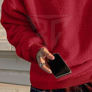 Sudadera Sherpa de algodón 100% de color personalizado para hombre, nuevo diseño informal, ropa de moda de invierno, talla grande, patrón sólido - Product Image 2