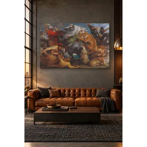 Impresión en lienzo de la caza de leones, tigres y leopardos de Fida Rubens - Product Image 4