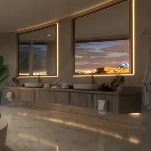 Enbl Moderne Personnalisé Hôtel Design Salle de Bain Vanités Vente en Gros Étanche Mélamine Planche Laque Porte Toilettes Armoires Appartement - Product Image 4