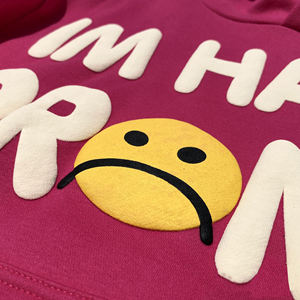 Sweat-shirt à capuche personnalisé avec impression 3D en relief, couleur rose, pull d'hiver avec logo en relief, sweat-shirt en molleton de coton vierge pour homme - Product Image 5