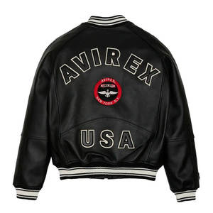 แจ็คเก็ตหนังผู้ชาย Avirex สีน้ำเงินหนังแท้2025ใหม่ - Product Image 4