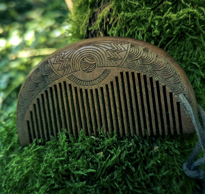 Natural Bamboo Wood Hair Brush for Women <b>Wide</b> Tooth Engraved Wooden Hair <b>Comb</b> Home Use from India - Product Image 4