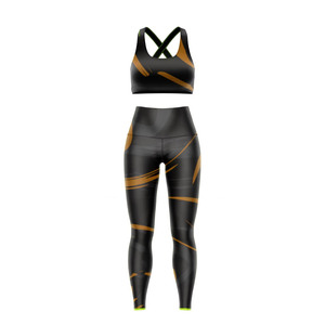 Vente en gros Ensemble yoga personnalisé avec impression en 3D par sublimation pour femmes Soutien-gorge et leggings de sport sans couture à motifs floraux Vêtements de sport pour entraînement de fitness - Product Image 1