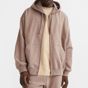 Vente chaude 100% coton sweats à capuche zippés pour hommes respirant séchage rapide hiver Logo personnalisable plaine teint durable OEM Services - Product Image 1