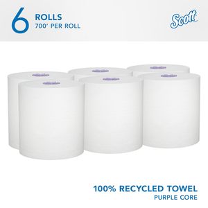 Scott Essential Hard Roll <b>Paper</b> Towel, 8" x 700 ft, 1-Ply White Recycled, 6 Rolls/Case (58423) - Product Image 4