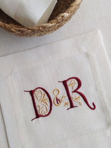 100% lin personnalisé caboteur boisson serviettes monogramme mariée Logo brodé parfait Cocktail fête hôtesse cadeau - Product Image 2