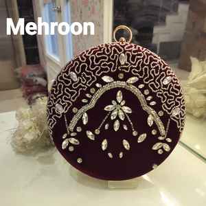 Bolso de mano con forma elegante hecho a mano, bordado de lujo, decoración de perlas, botón duradero, monedero de noche perfecto para bodas y fiestas - Product Image 1