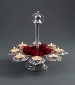Modern Silver Metal Candle Holder <b>Stand</b> for Diwali, Wedding & Party Decor - Product Image 3