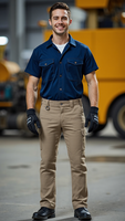 Pantalon de travail en polyester durable avec plusieurs poches, résistant aux rayures et à l'usure, conçu pour le travail industriel T400