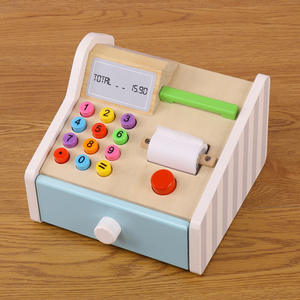 Bois caisse enregistreuse jouet enfants jouer ensemble de nourriture jouets pour filles enfants Simulation jouet éducatif caissier jouet papier enfant - Product Image 1