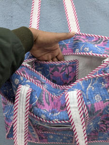 Quilted Large Pure Cotton Handmade Tote Bag Patchwork Design Block Print Personalised Travel Market Shopping <b>Gift</b> Her <b>Beach</b> - Product Image 6