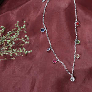 สร้อยคอเงินแท้ 925 ประดับพลอยสีรุ้ง ควอตซ์ อาเกต มุก เทอร์ควอยซ์ โอปอล ปะการัง เปลือกหอย หลากสีสัน เครื่องประดับทางศาสนาสำหรับผู้หญิง - Product Image 1