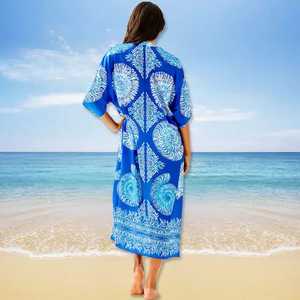 Novedad de 2022, bata Kimono de mujer hecha a mano personalizada a la moda de diseñador con estampado Floral, ropa de playa de longitud Midi, cintura Natural - Product Image 5