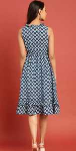 Vestido MIDI bordado floral para mujer 100% algodón ajustado y acampanado debajo de la rodilla estilo de fiesta informal para Primavera/Verano - Product Image 3