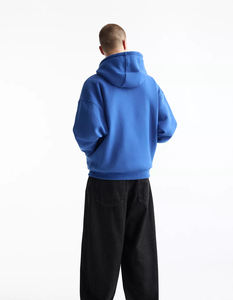 Sudadera Extra Grande Azul Egipcio para Hombre, Mezcla de Poliéster/Algodón, Térmica, Otoño/Invierno, con Capucha de Encaje, Bolsillos en el Cuello - Product Image 2