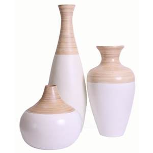 Juego de flores de bambú hilado blanco sólido al por mayor, jarrón único de varias formas para Decoración de mesa interior - Product Image 2