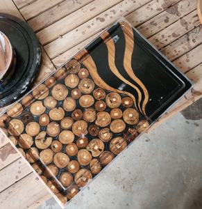 Offre Spéciale 100% Kumba naturel teck en bois noir résine époxy planche à fromage nouveauté personnalisé petit moyen grand tranche ustensiles de cuisine - Product Image 3