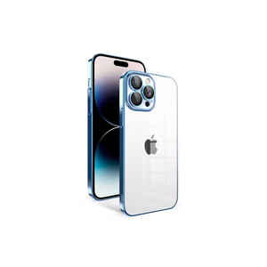 Coque en silicone bleu clair Netzy 3D Design pour iPhone 14 Pro et Plus, cadre coloré, protection de l'appareil photo - Product Image 1