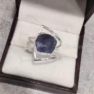 Bague pour femme en argent sterling 925, pierre précieuse tanzanite naturelle, pierre de naissance de décembre, double bande, bijoux faits à la main, Noël - Product Image 5