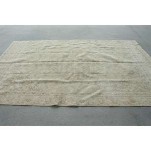 Alfombra Turca Vintage de 5,9x9,6 pies (181x292 cm), Alfombra de Lana Blanca con Diseño Floral - Product Image 3