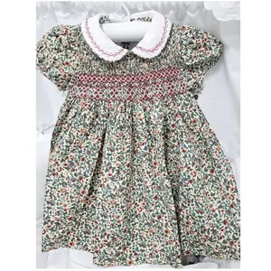 Cheap Factory Price High Quality Hand Embroidery Baby Girl's Flare Dresses For Sale 100% Cotton Baby Girls Wholesale