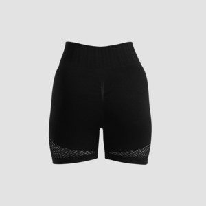 Shorts de Moda de Cintura Alta para Mujer, de Cuero PU, Transpirables, con Logotipo Deportivo, Color Negro, Efecto Push-Up - Product Image 3