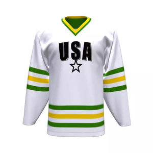 Maillot de hockey sur glace unisexe personnalisé de haute qualité OEM vente en gros par sublimation 100% polyester respirant à séchage rapide avec équipe personnalisée - Product Image 1